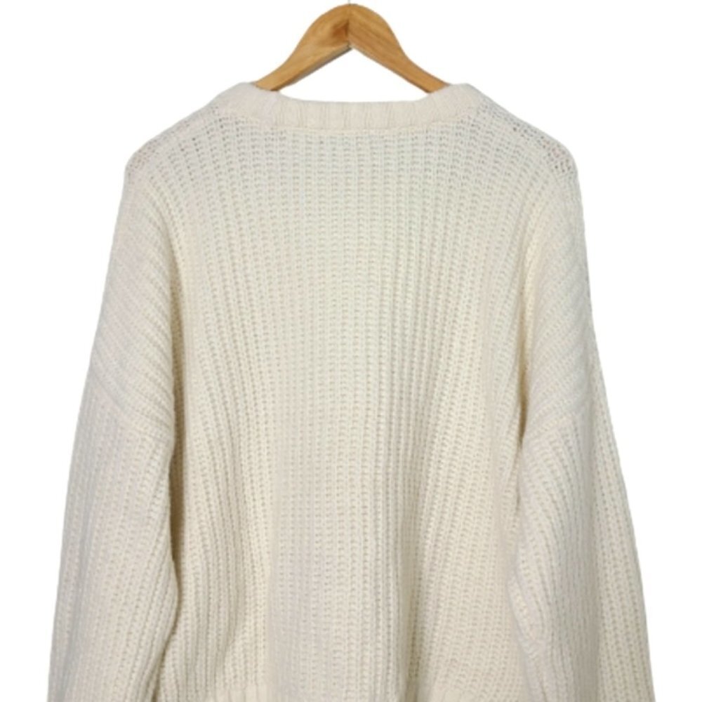 MADEWELL Charley Cream Cable Knit Sweater Womens Pointelle Wool Pullover Size XL - Picture 10 of 15